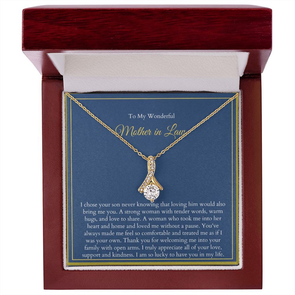 To My Mother in Law Necklace from Daughter | Gift to Mother-in-Law for Christmas Birthday Mother's Day, Alluring Message Card