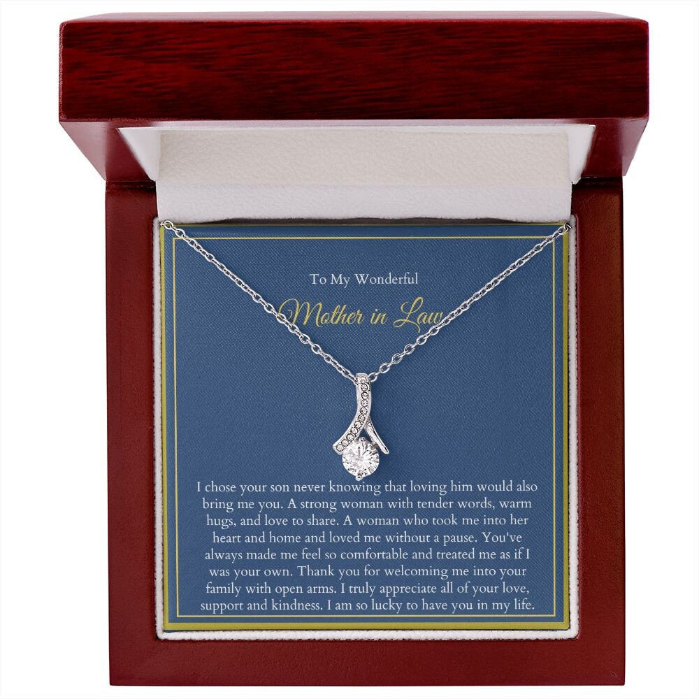 To My Mother in Law Necklace from Daughter | Gift to Mother-in-Law for Christmas Birthday Mother's Day, Alluring Message Card