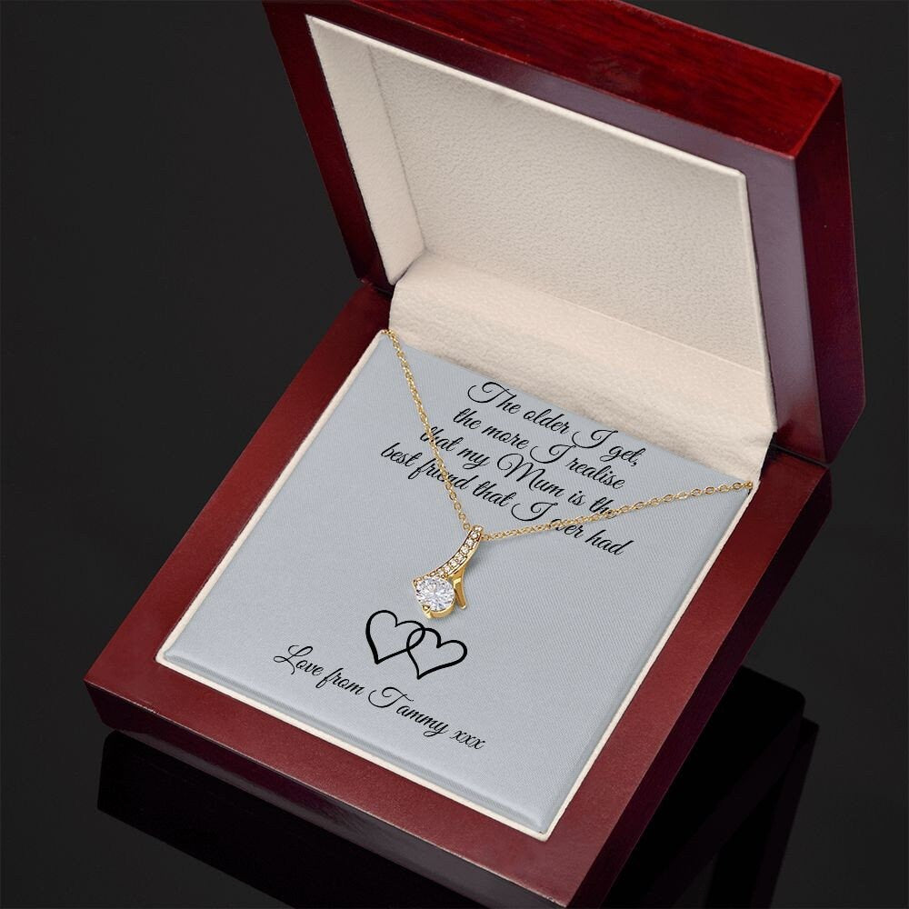 Personalised Mum Best Friend Metal Wallet Card - Sentimental Keepsake Gift for Mum, Mother's Day, Birthday, Christmas.| Alluring Necklace |