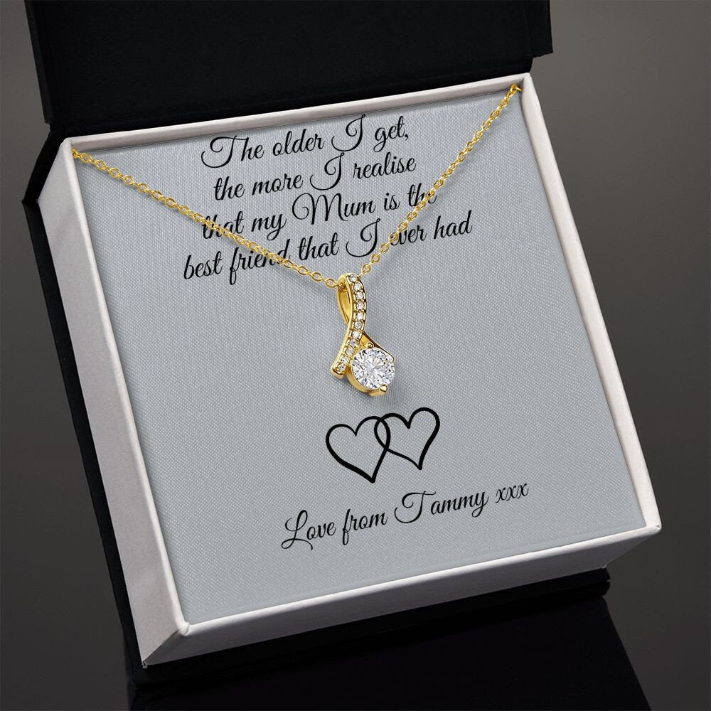 Personalised Mum Best Friend Metal Wallet Card - Sentimental Keepsake Gift for Mum, Mother's Day, Birthday, Christmas.| Alluring Necklace |