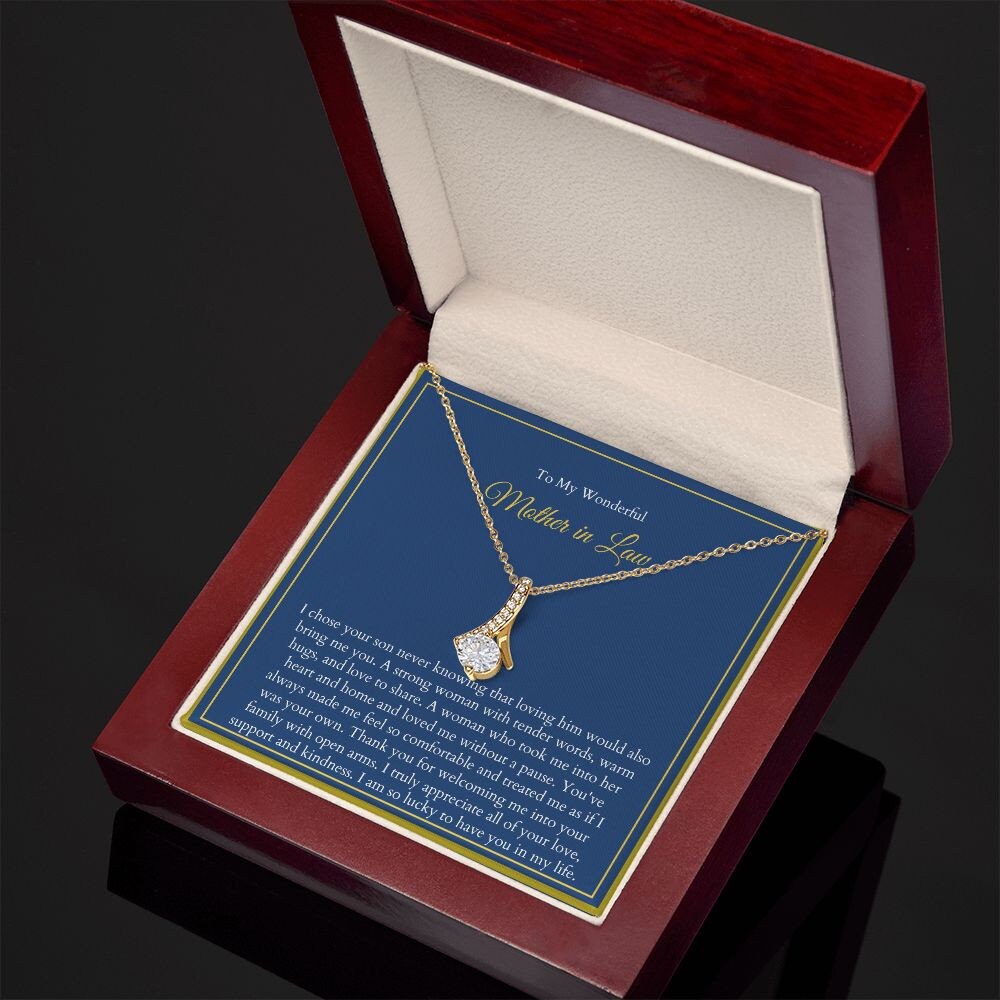 To My Mother in Law Necklace from Daughter | Gift to Mother-in-Law for Christmas Birthday Mother's Day, Alluring Message Card