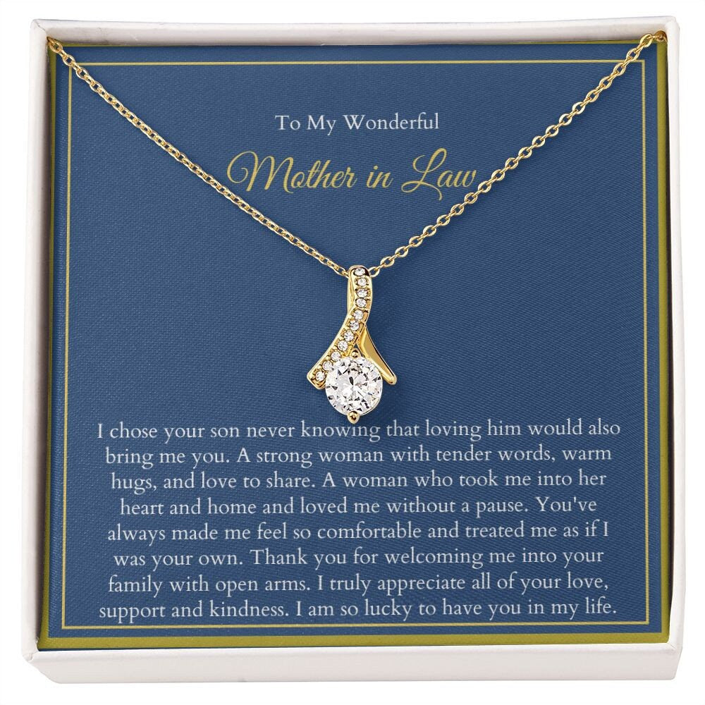 To My Mother in Law Necklace from Daughter | Gift to Mother-in-Law for Christmas Birthday Mother's Day, Alluring Message Card