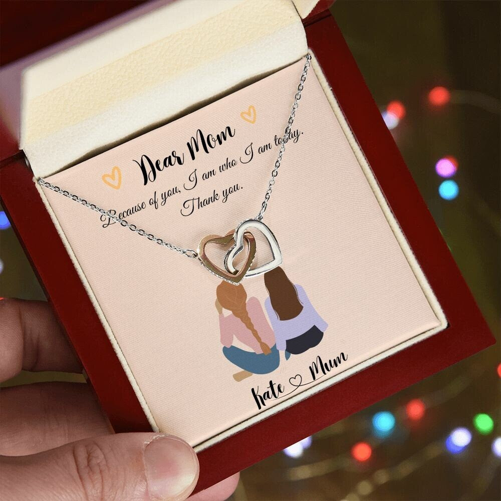 Personalised mother and daughter print, Birthday Gift For Mum, Custom Family, Personalized gifts for mom from daughter| Interlocking Heart|