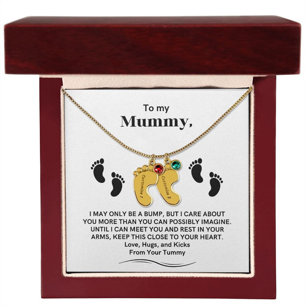 To My Mummy Engraved Foot Necklace Pregnancy Gift Mum to Be Baby Feet Baby Shower Gift, Expecting Mum Pregnancy Gift