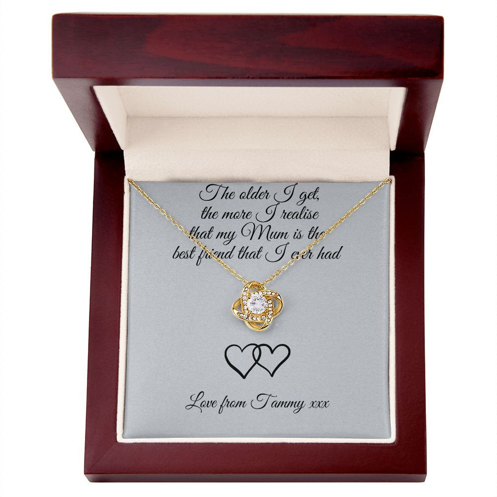 Personalised Mum Best Friend Metal Wallet Card - Sentimental Keepsake Gift for Mum, Mother's Day, Birthday, Wedding Day |Love Knot Necklace|