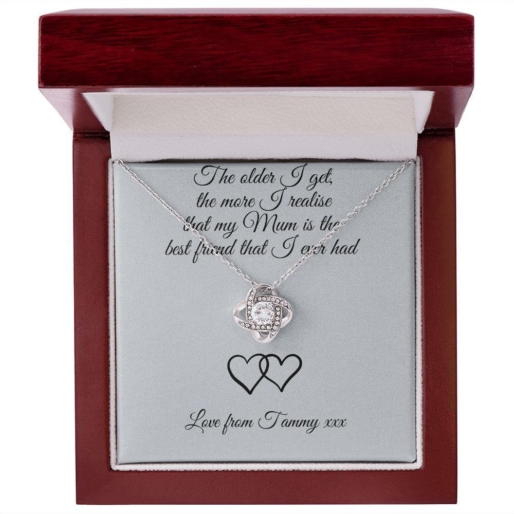 Personalised Mum Best Friend Metal Wallet Card - Sentimental Keepsake Gift for Mum, Mother's Day, Birthday, Wedding Day |Love Knot Necklace|