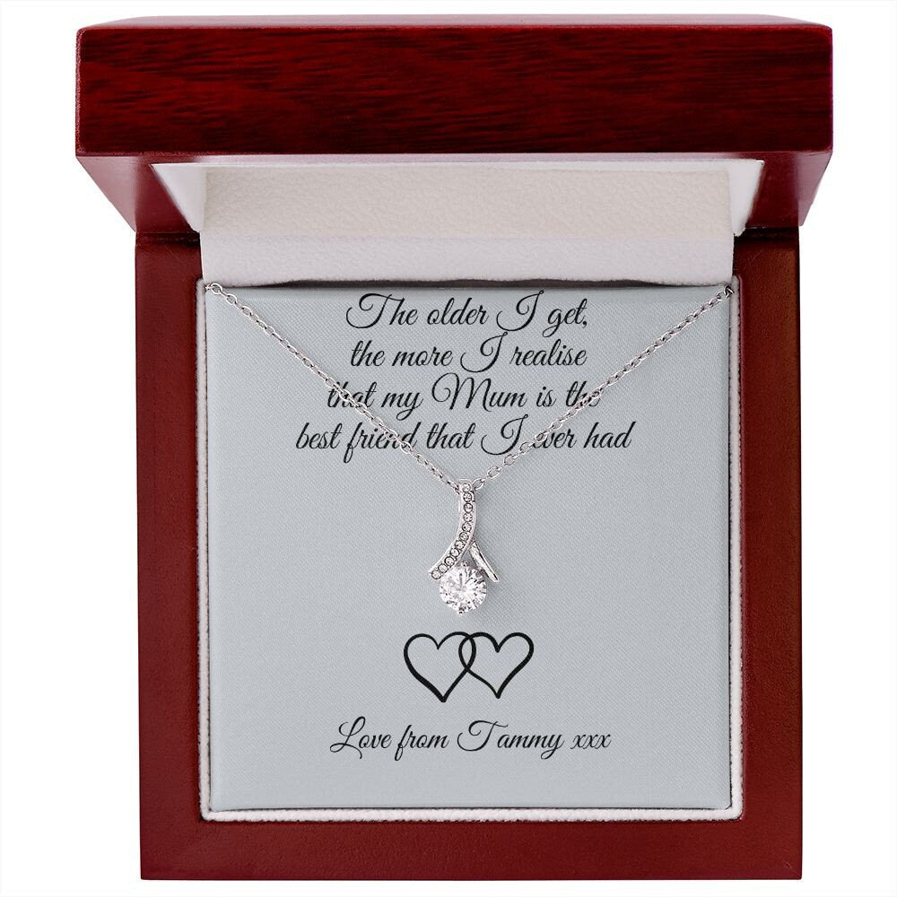 Personalised Mum Best Friend Metal Wallet Card - Sentimental Keepsake Gift for Mum, Mother's Day, Birthday, Christmas.| Alluring Necklace |