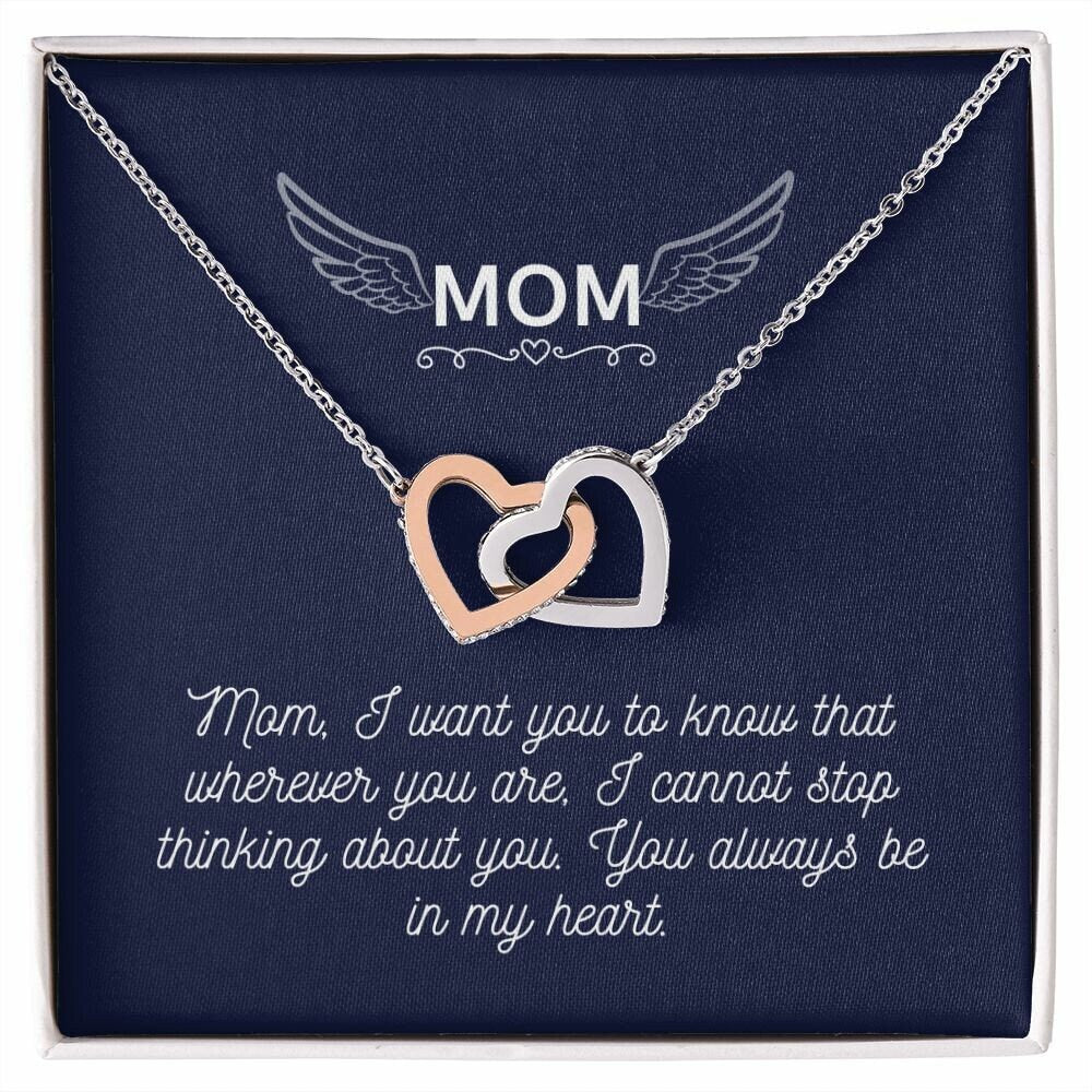 To My Mom | *Interlocking Hearts* Necklace | From Son/Daughter to Mother | Emotional Message Card Box
