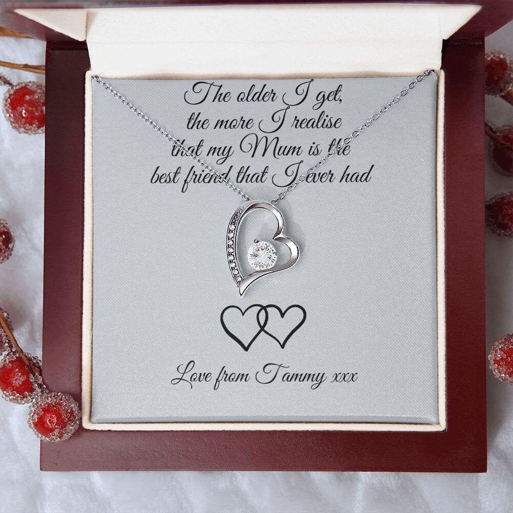 Personalised Mum Best Friend Metal Wallet Card - Sentimental Keepsake Gift for Mum, Mother's Day, Birthday, |Forever Love Necklace |