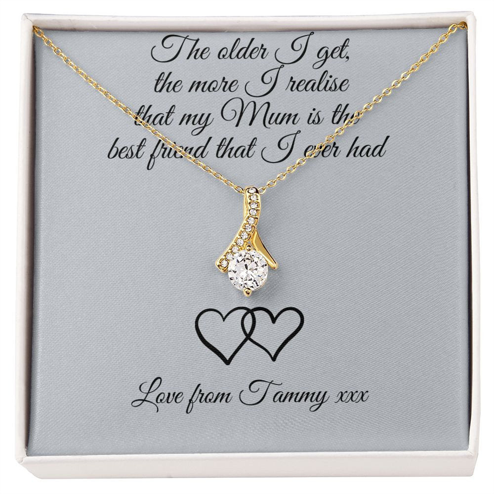 Personalised Mum Best Friend Metal Wallet Card - Sentimental Keepsake Gift for Mum, Mother's Day, Birthday, Christmas.| Alluring Necklace |