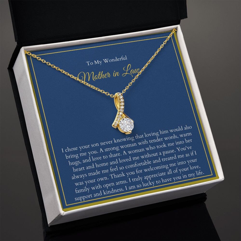To My Mother in Law Necklace from Daughter | Gift to Mother-in-Law for Christmas Birthday Mother's Day, Alluring Message Card