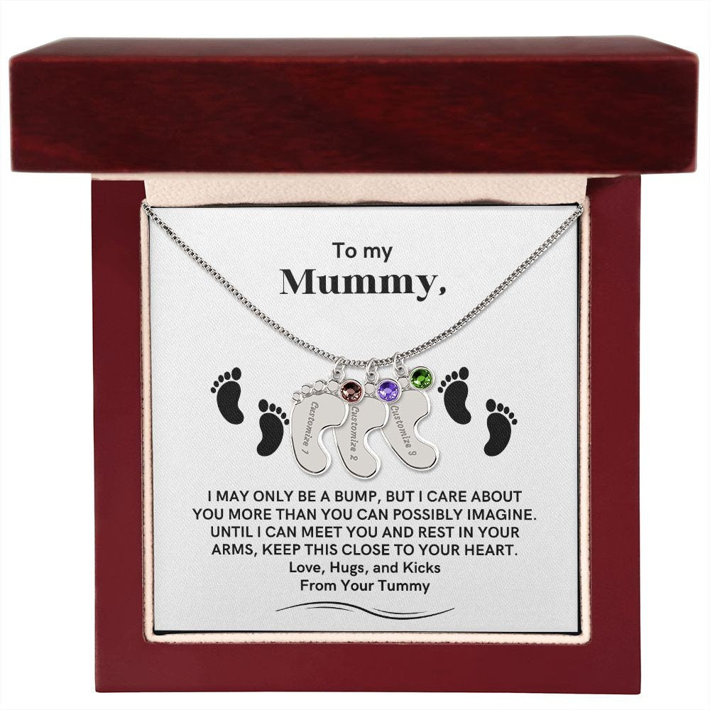 To My Mummy Engraved Foot Necklace Pregnancy Gift Mum to Be Baby Feet Baby Shower Gift, Expecting Mum Pregnancy Gift