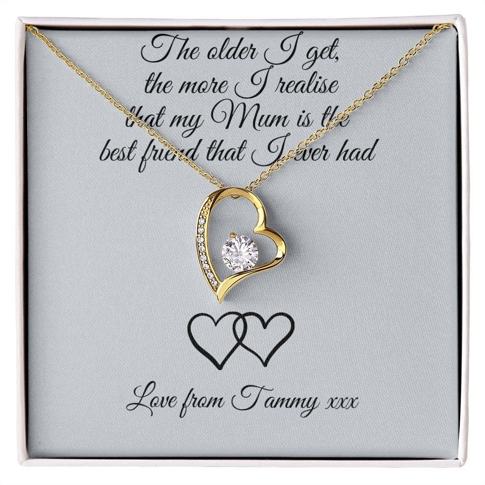 Personalised Mum Best Friend Metal Wallet Card - Sentimental Keepsake Gift for Mum, Mother's Day, Birthday, |Forever Love Necklace |