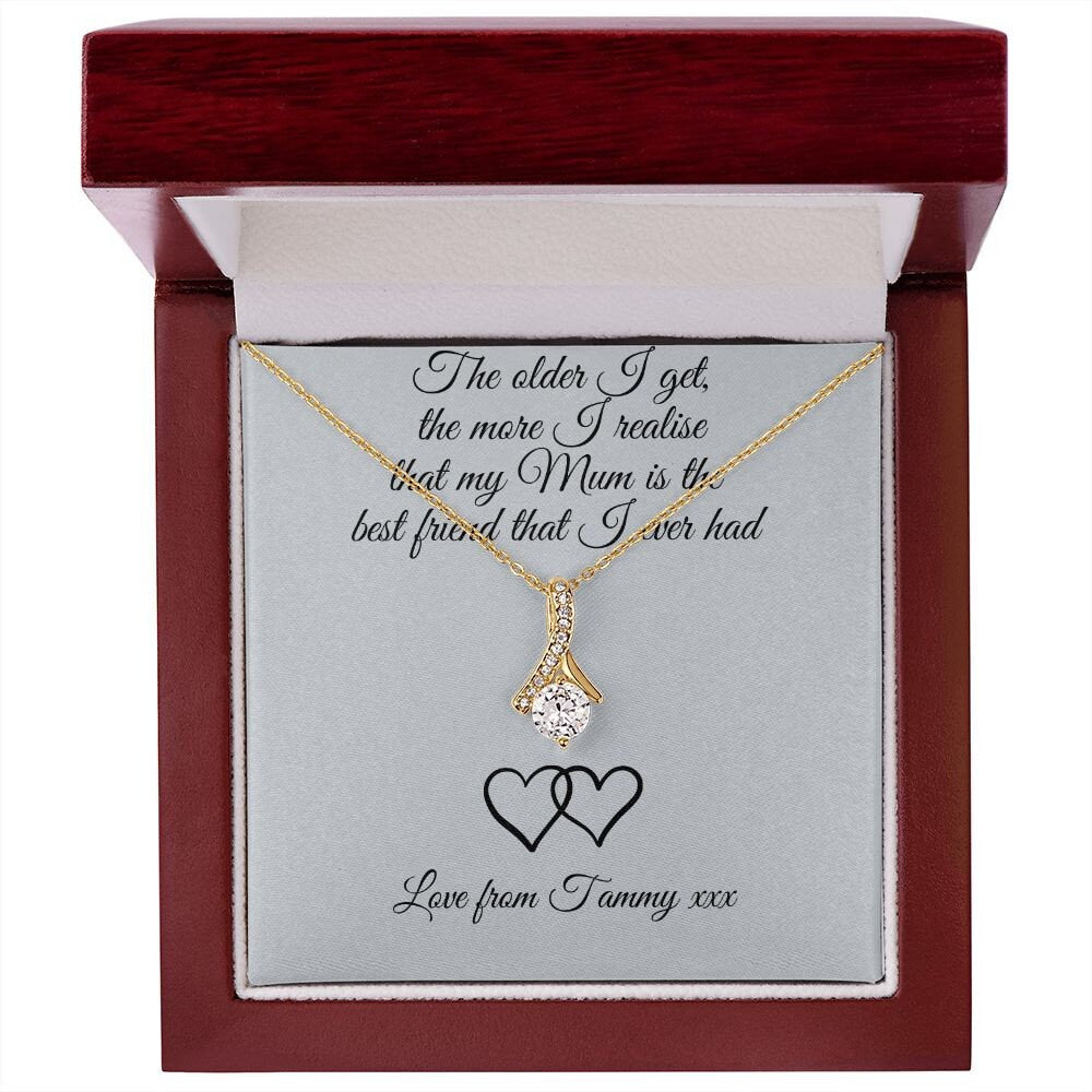 Personalised Mum Best Friend Metal Wallet Card - Sentimental Keepsake Gift for Mum, Mother's Day, Birthday, Christmas.| Alluring Necklace |