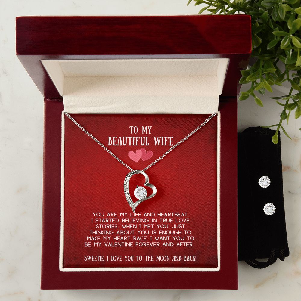 TO MY BEAUTIFUL WIFE | BEST VALENTINES DAY GIFT FOR YOUR WIFE WITH LOVELY MESSAGE CARD | FOREVER LOVE NECKLACE